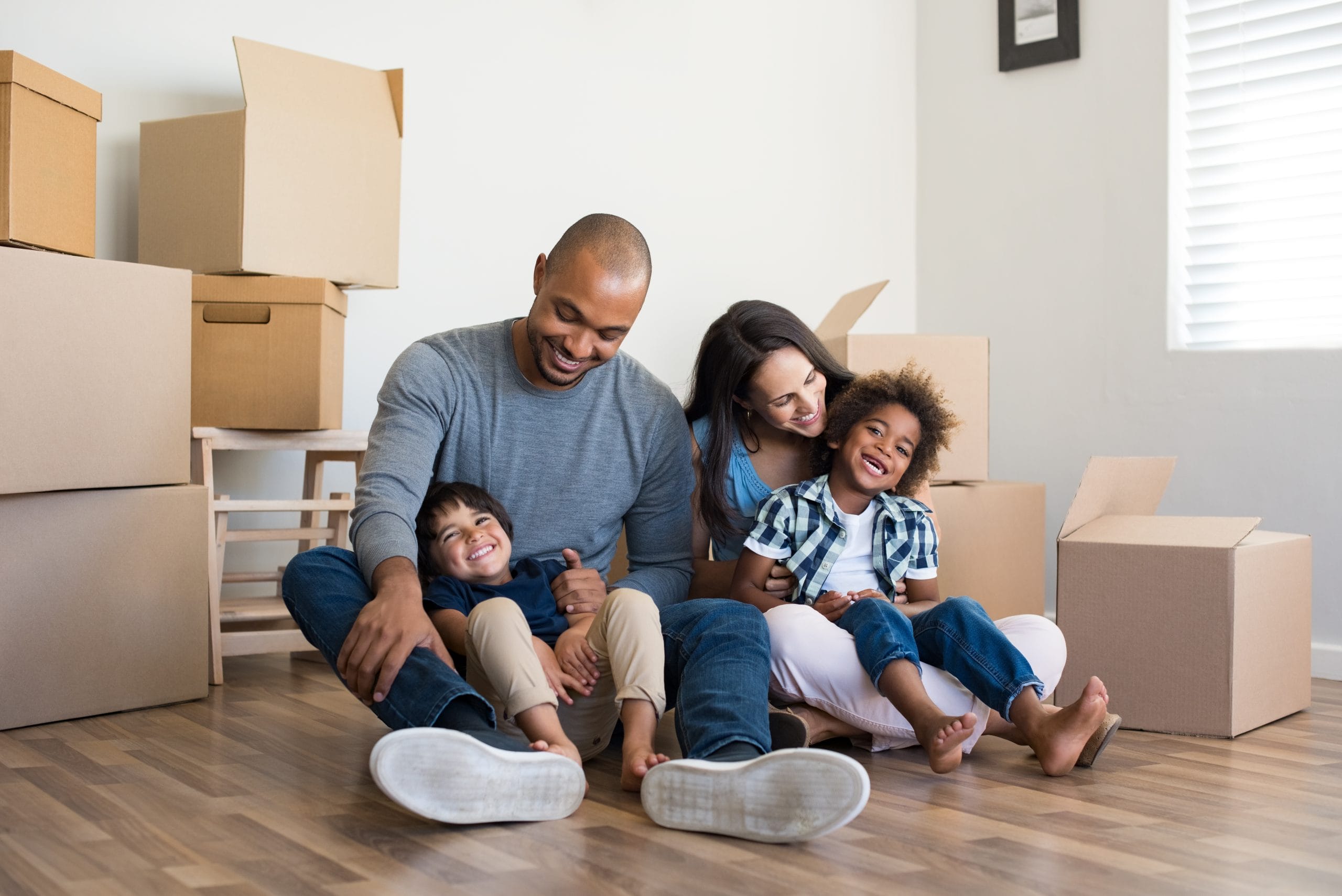Family in affordable housing community.